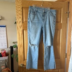 American Eagle Outfitters Light Blue Ripped Flare Jeans